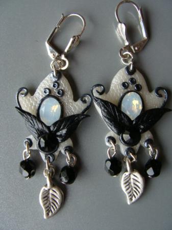 boucles d'oreilles noir/blanc