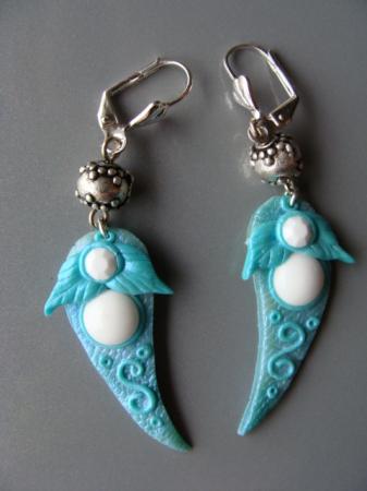 boucles d'oreilles feuilles turquoises