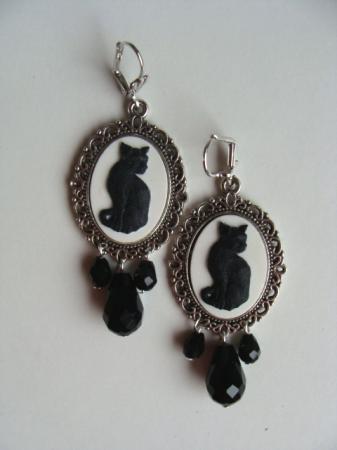 BOUCLES CAMEE CHAT ARGENTEES