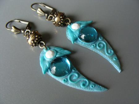 boucles d'oreilles feuilles turquoises