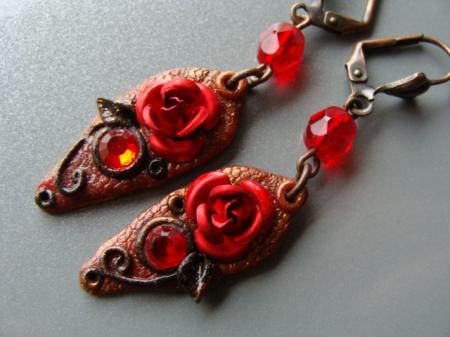 boucles d'oreilles rouge