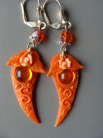boucles d'oreilles feuilles orange